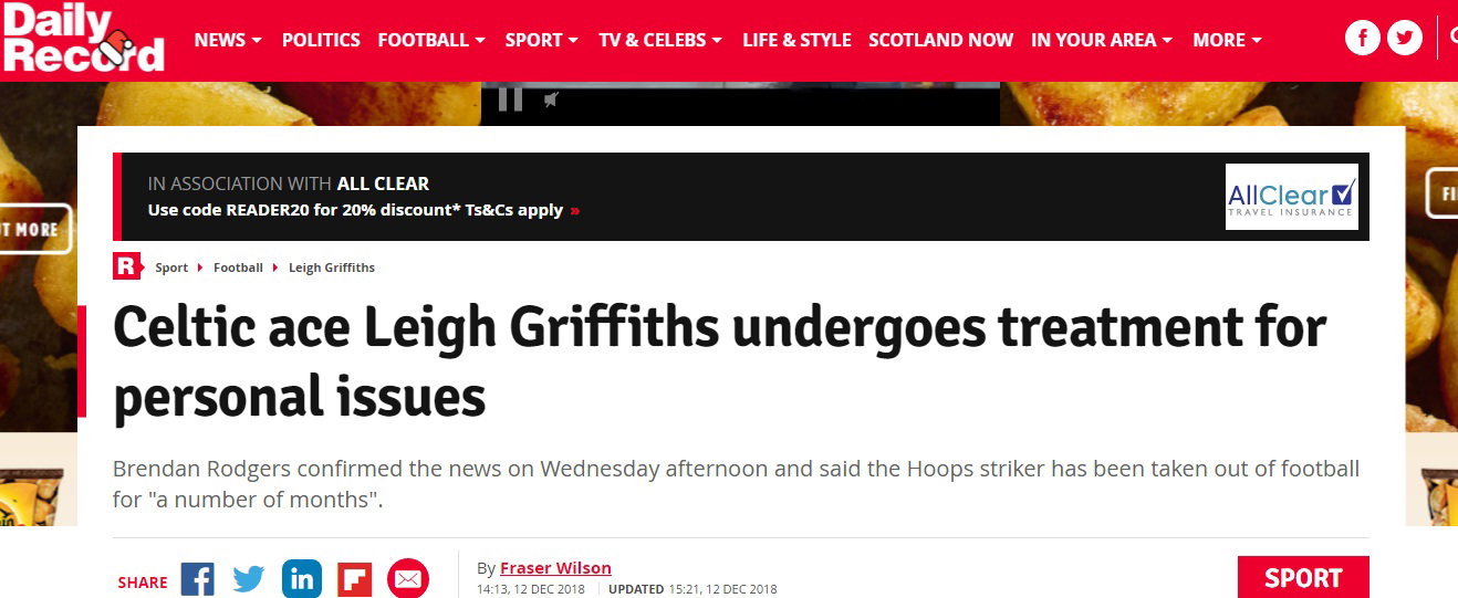 Daily Record backtracks on their Griffiths claims | videocelts.com