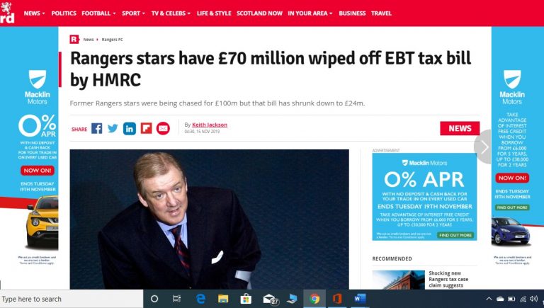 DAILY RECORD HMRC RANGERS