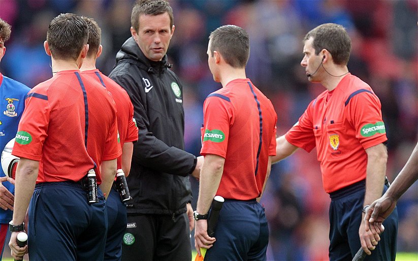 Image for ‘Not even hiding it anymore’ ‘Red card missed and maybe penalty’ ‘rotten to the core’ Celtic fans react as ref Muir shares his joy with McInnes
