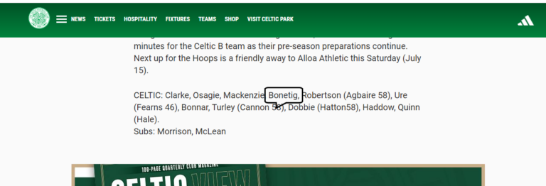 Celtic B v Sligo