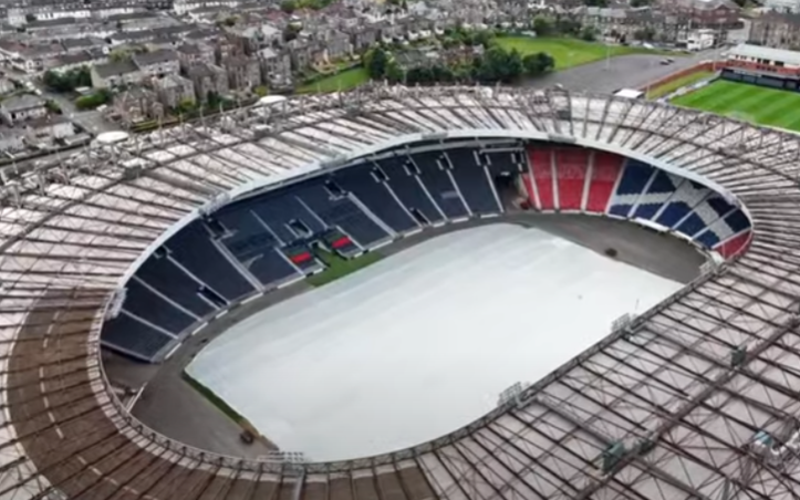 Image for Drone footage that shows Hampden won’t be ready for Motherwell visit in four weeks time